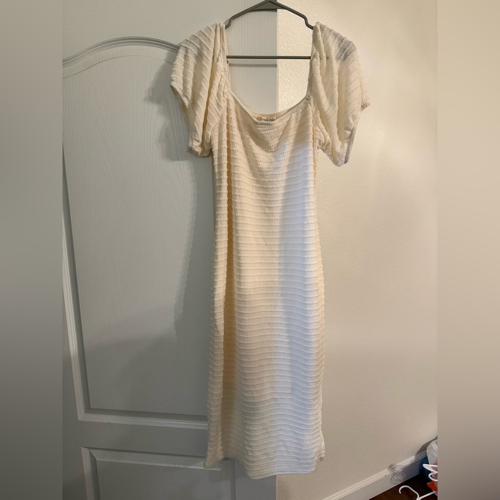 Rewind Cream Textured Midi Dress